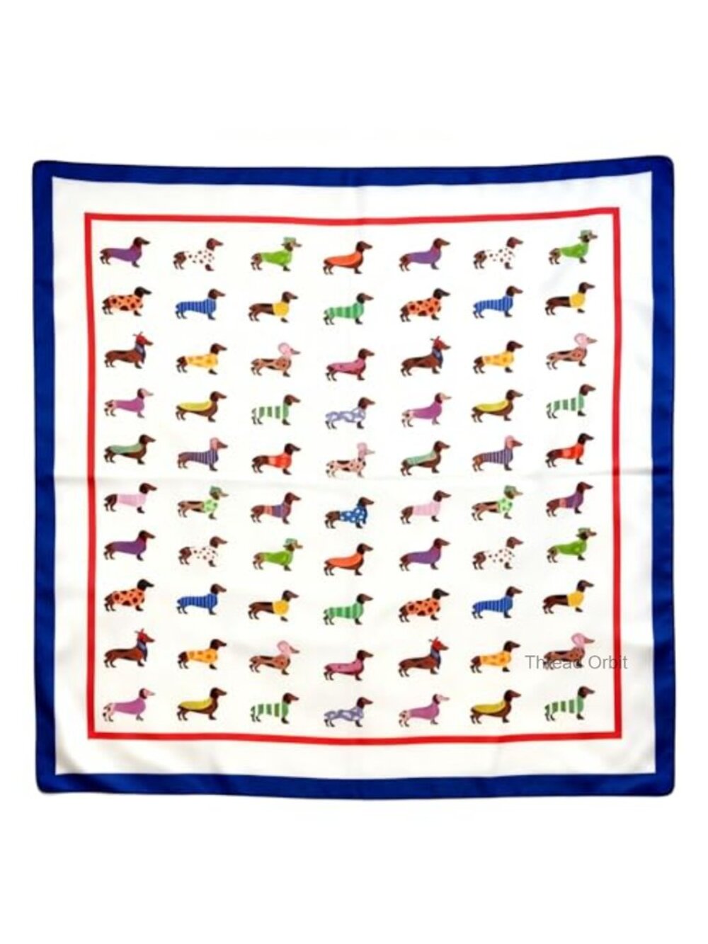 100% Polyester Dachshund Print Square Scarf Head Wrap Gift for Dog Lovers